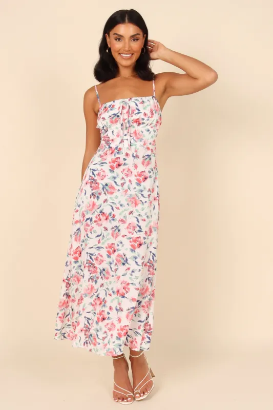 Andrea Floral Midi Dress - White sold by Petal & Pup