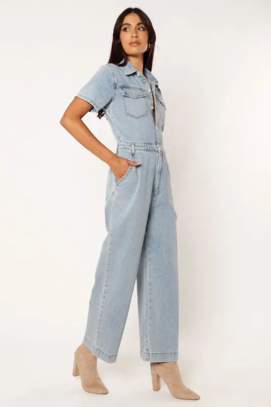 Stacie Jumpsuit - Light Denim sold by Petal & Pup