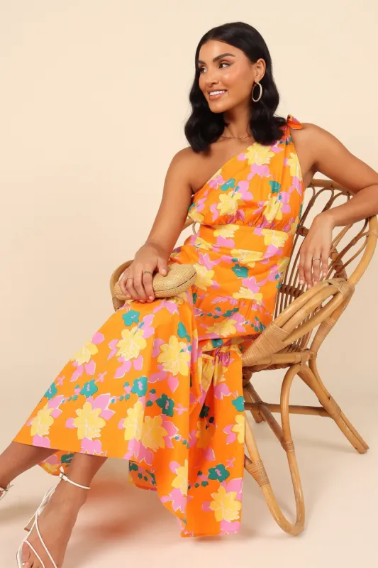Kiari One Shoulder Dress - Orange sold by Petal & Pup