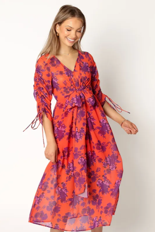 Hallie Midi Dress - Red Wine sold by Petal & Pup