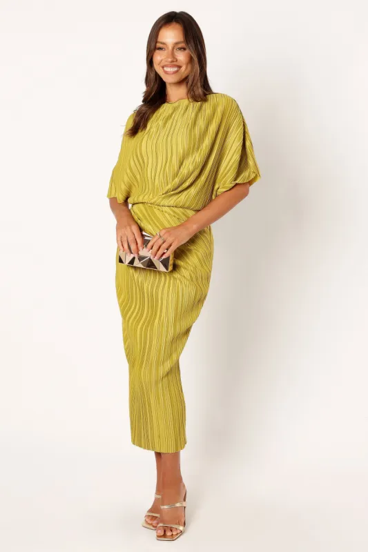 Purdie Off Shoulder Midi Dress - Kiwi sold by Petal & Pup
