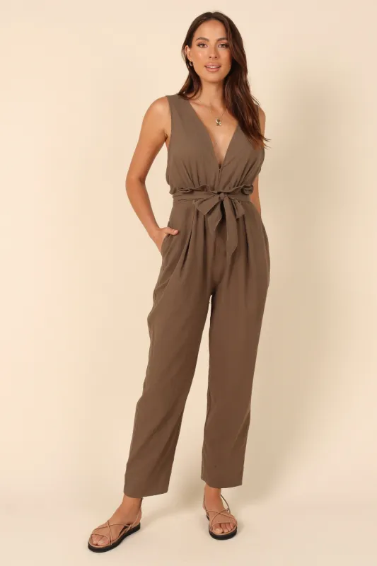 Tilly Belted Jumpsuit - Olive sold by Petal & Pup