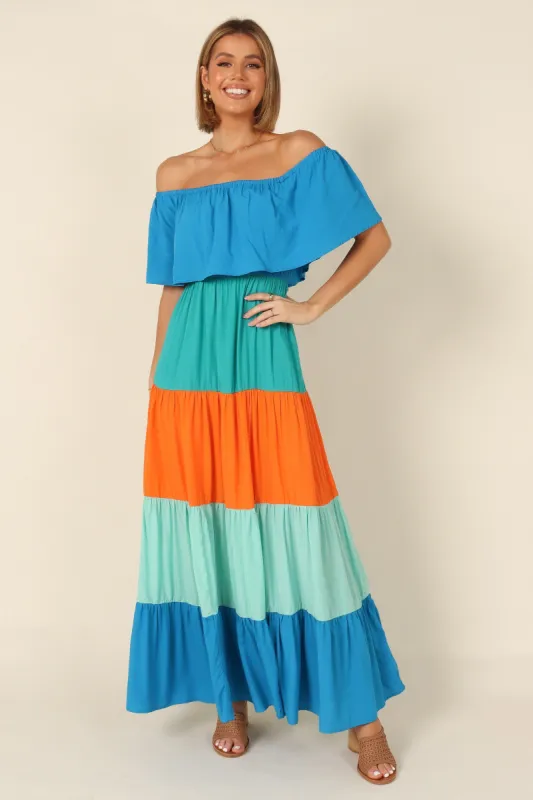 Eazon Off Shoulder Maxi Dress - Blue sold by Petal & Pup