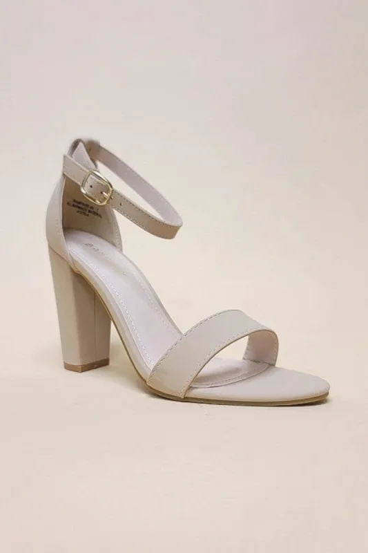 Ankle Strap Block Heels - Nude sold by Petal & Pup