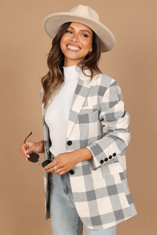 Zara Blazer - Cream Check sold by Petal & Pup