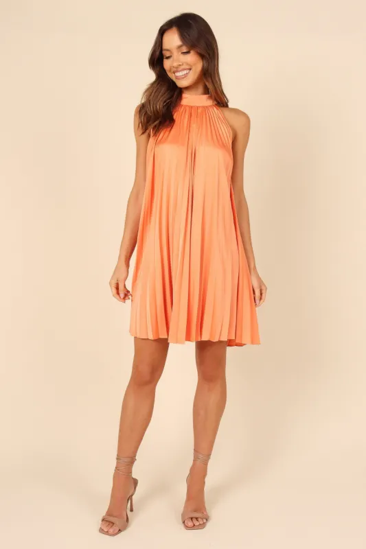 Ginnee Pleated Mini Dress - Orange sold by Petal & Pup