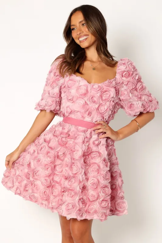 Kaden Textured Mini Dress - Rose sold by Petal & Pup