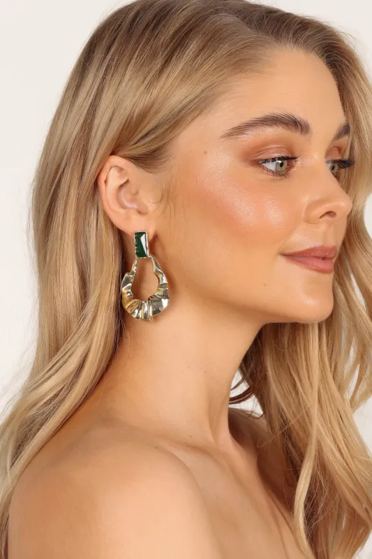 Matilda Statement Earrings - Gold/Green sold by Petal & Pup