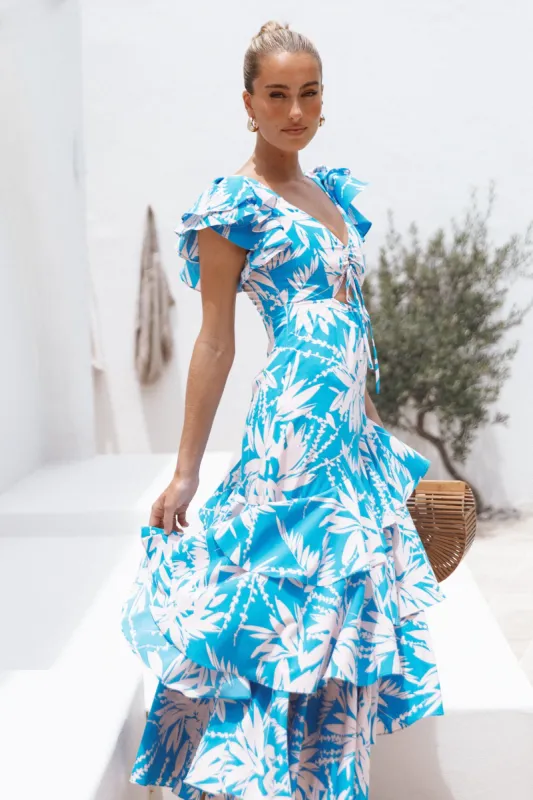 Flick Tiered Maxi Dress - Blue Floral sold by Petal & Pup
