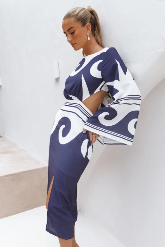 Vella Midi Dress - Navy/White sold by Petal & Pup