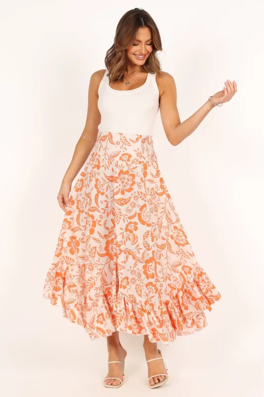 Sharny Midi Skirt - Orange sold by Petal & Pup