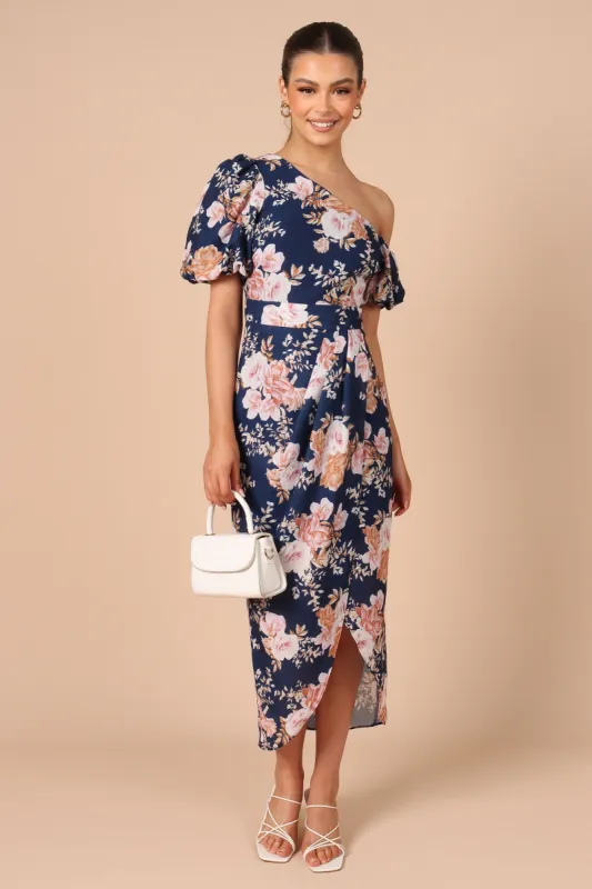 Cleobella One Shoulder Midi Dress - Navy Floral made by Petal & Pup