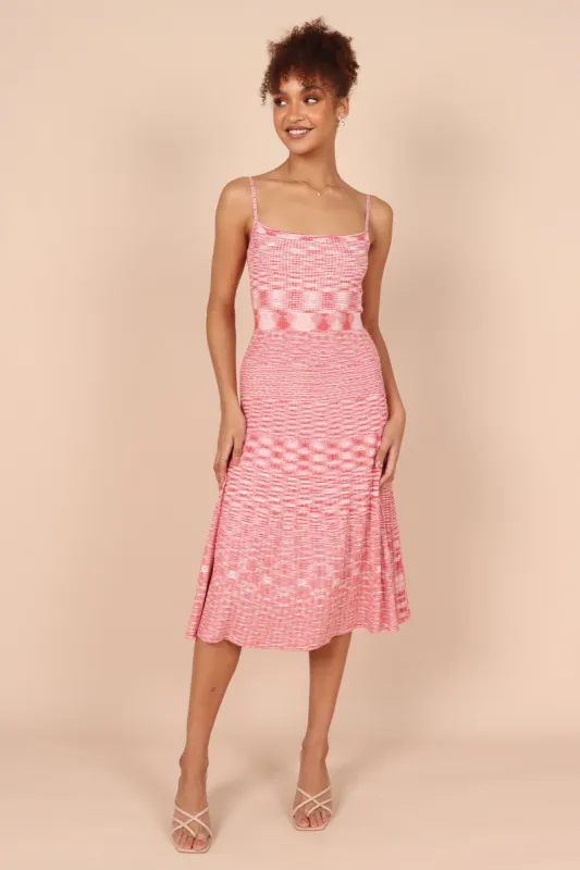 Blinque Light Knit Midi Dress - Cream/Red sold by Petal & Pup