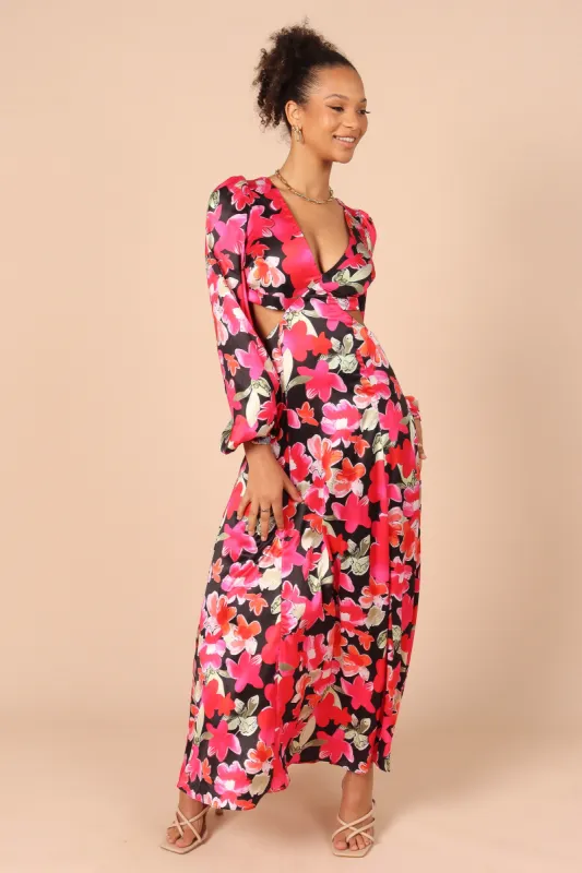 Teena Puff Sleeve Cutout Midi Dress - Black sold by Petal & Pup