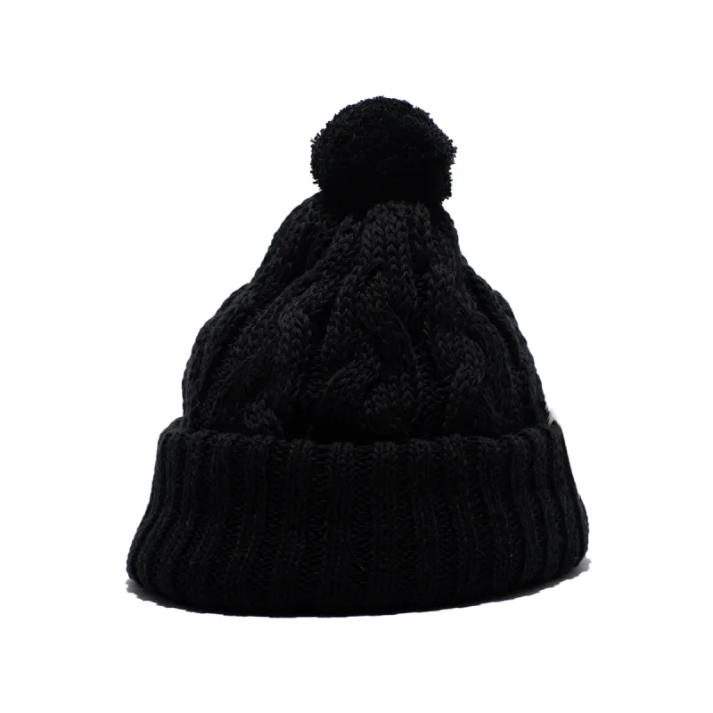 CHUNKY CABLE BEANIE - Black made by H.W. Dog & Co