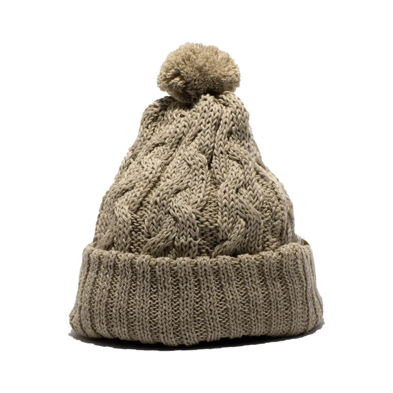 CHUNKY CABLE BEANIE - Beige made by H.W. Dog & Co