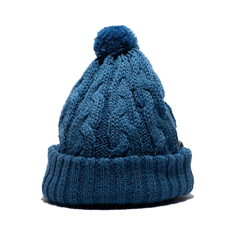 CHUNKY CABLE BEANIE - Blue made by H.W. Dog & Co