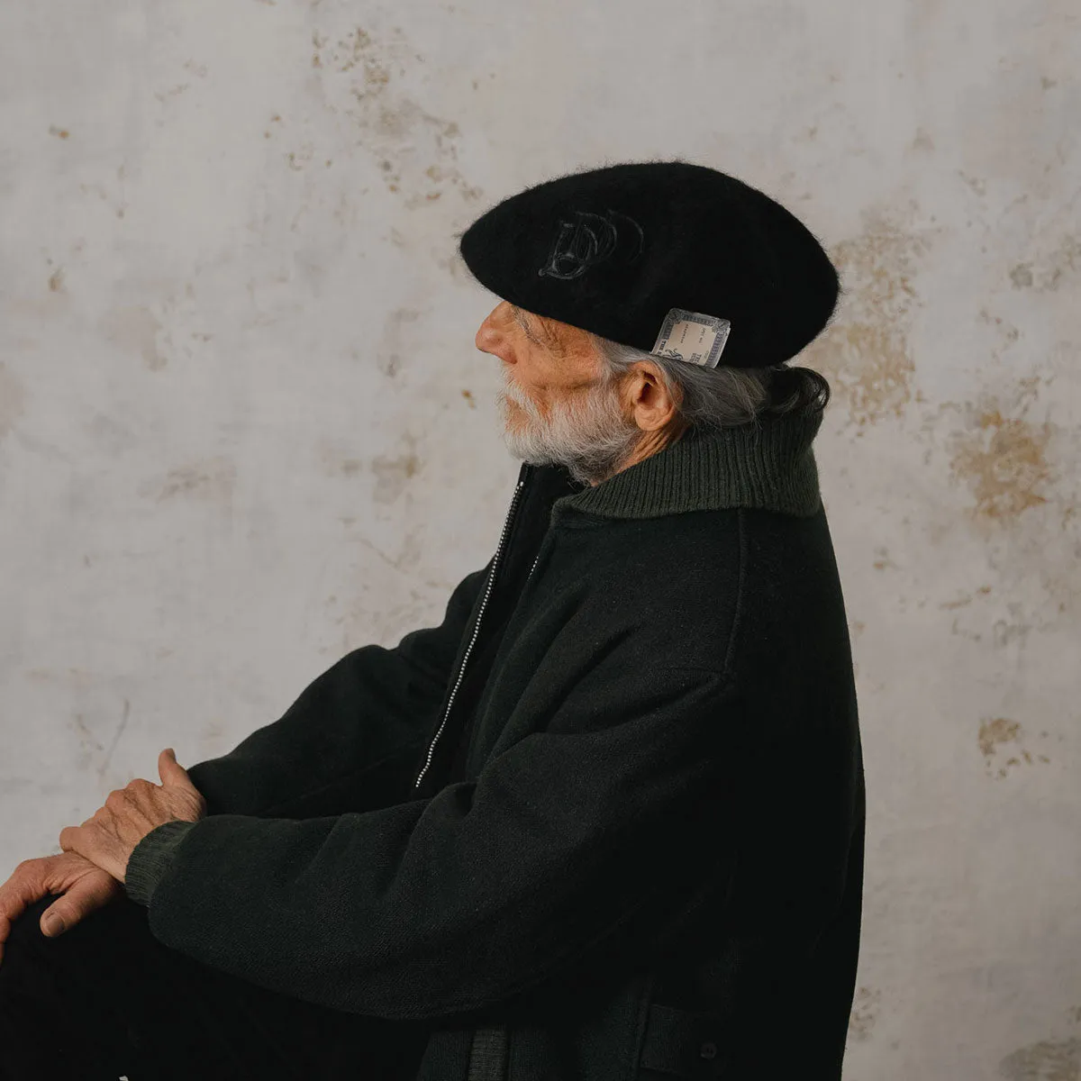 LEATHER WAPPEN FLUFFY BERET - Black sold by H.W. Dog & Co product image thumbnail 2