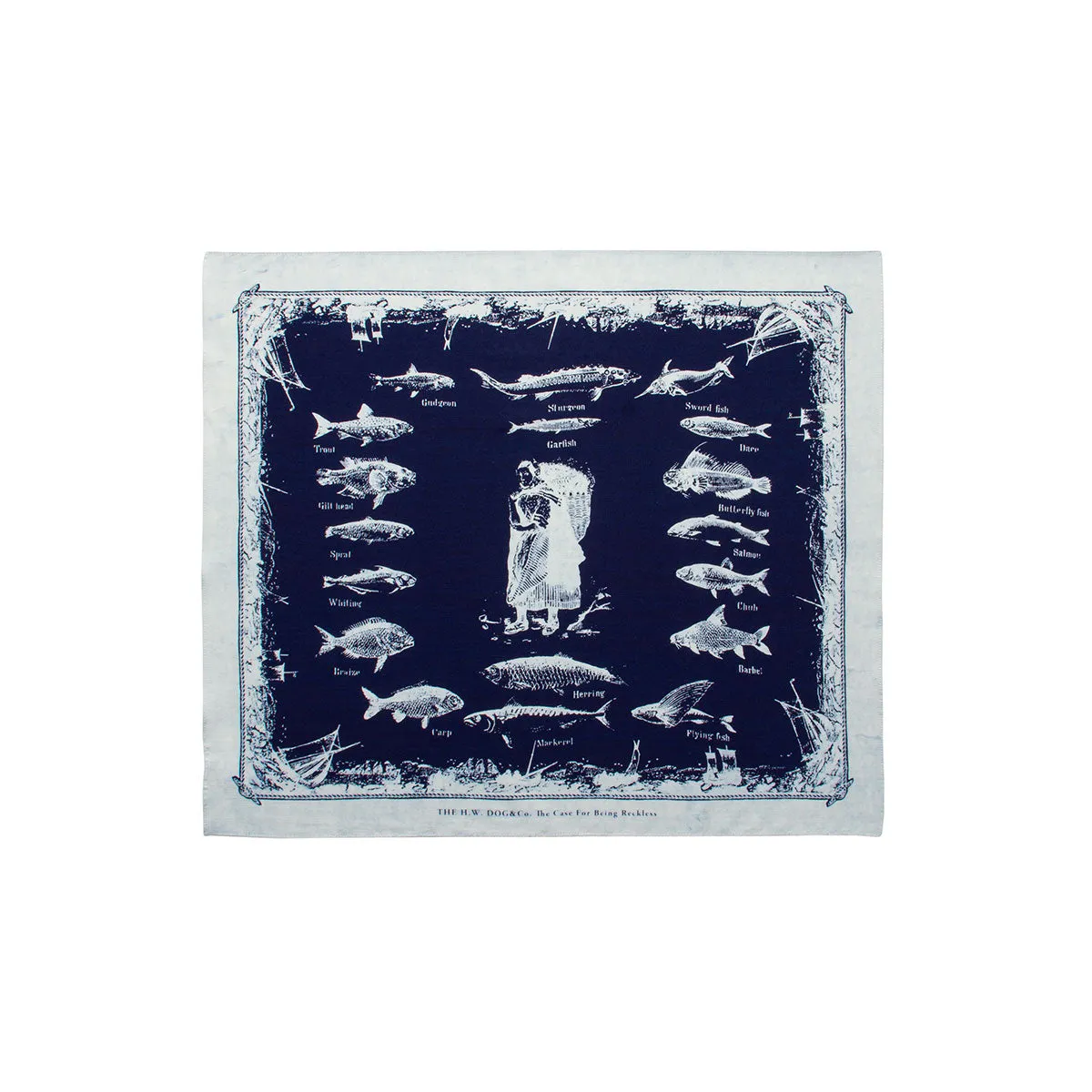 THE H.W.DOG&CO. ORIGINAL BANDANA - Fish (Indigo 1) sold by H.W. Dog & Co