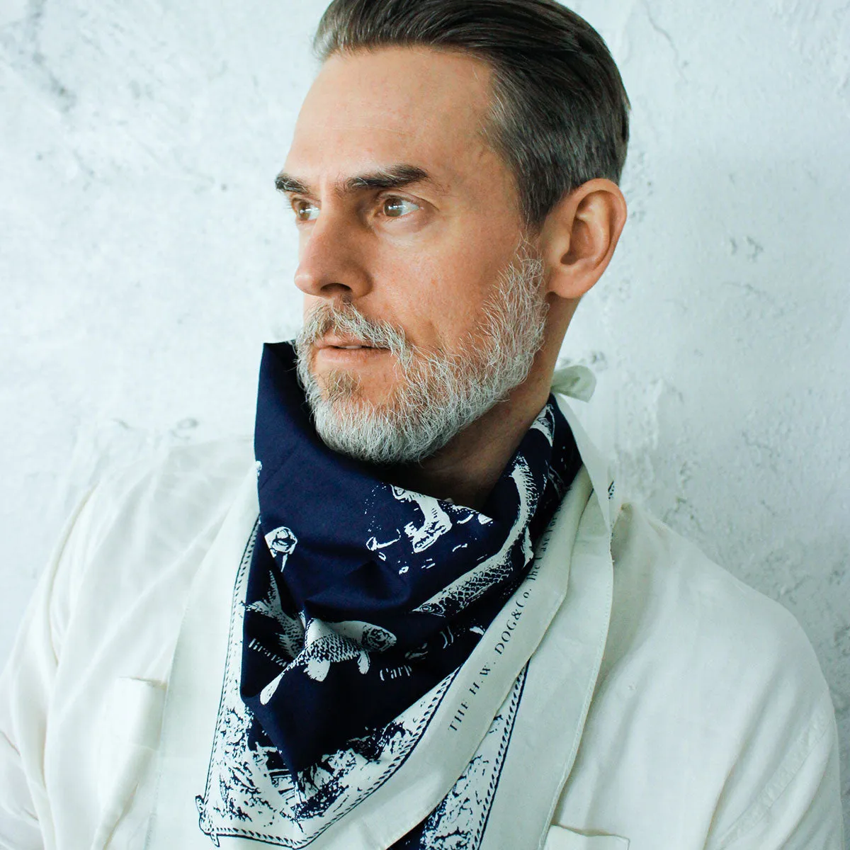 THE H.W.DOG&CO. ORIGINAL BANDANA - Fish (Indigo 1) sold by H.W. Dog & Co product image thumbnail 2