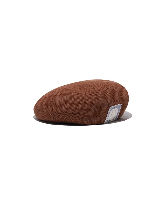 COTTON BASIC BERET - Brown made by H.W. Dog & Co