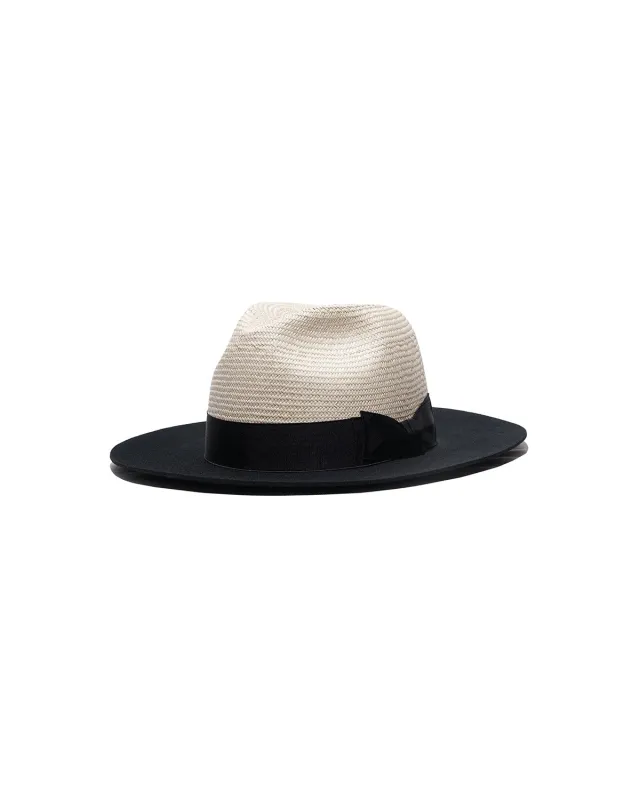 RAFFIA × WOOL FRONT HAT - Natural × Black made by H.W. Dog & Co