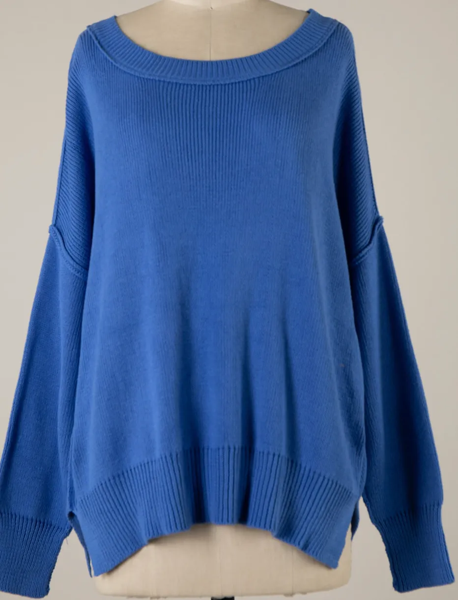 Coffee Date Royal Blue Oversized Sweater sold by Boho Pink product image thumbnail 2