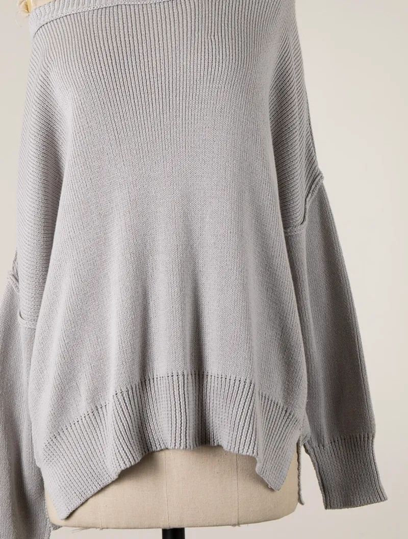 Coffee Date Grey Oversized Sweater sold by Boho Pink product image thumbnail 2