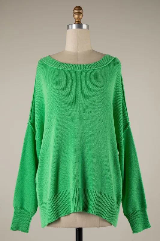 Coffee Date Spring Green Oversized Sweater sold by Boho Pink