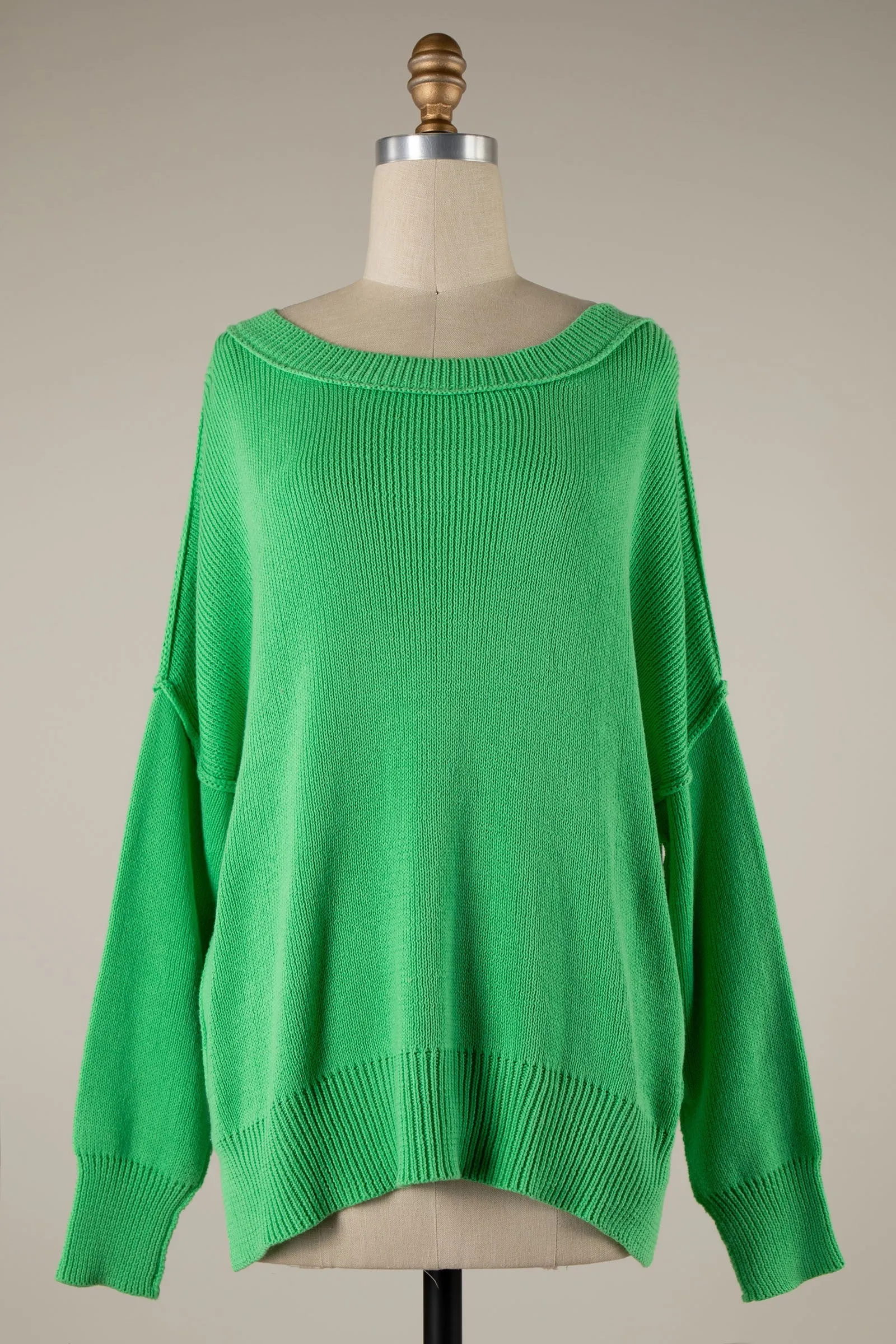 Coffee Date Spring Green Oversized Sweater sold by Boho Pink