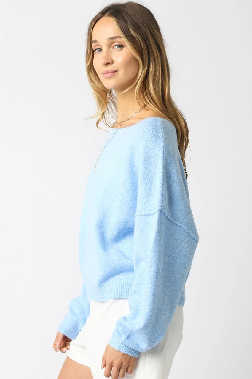Cecily Light Blue Slouchy Pullover Sweater sold by Boho Pink product image thumbnail 2