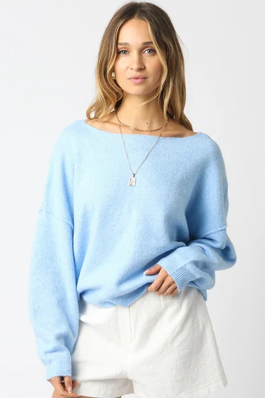 Cecily Light Blue Slouchy Pullover Sweater sold by Boho Pink