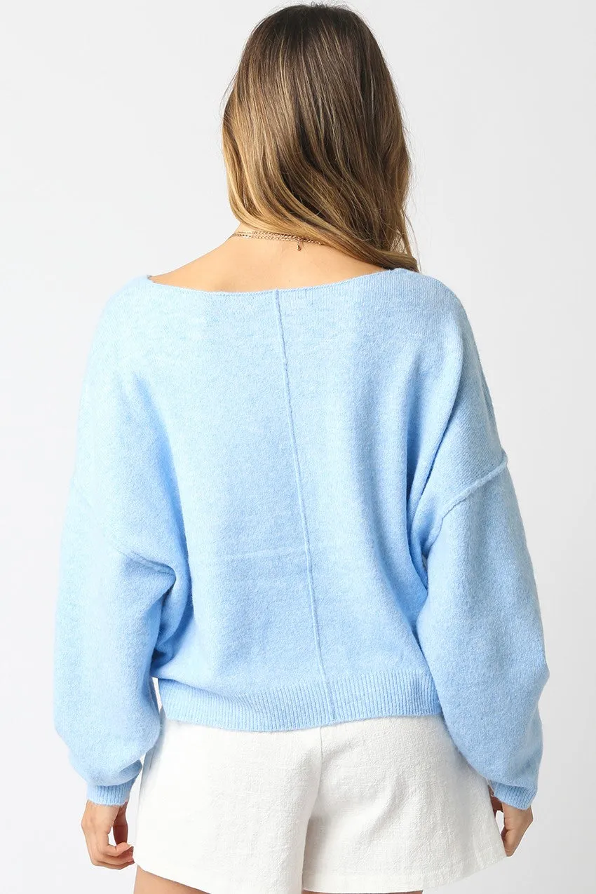 Cecily Light Blue Slouchy Pullover Sweater sold by Boho Pink product image thumbnail 3
