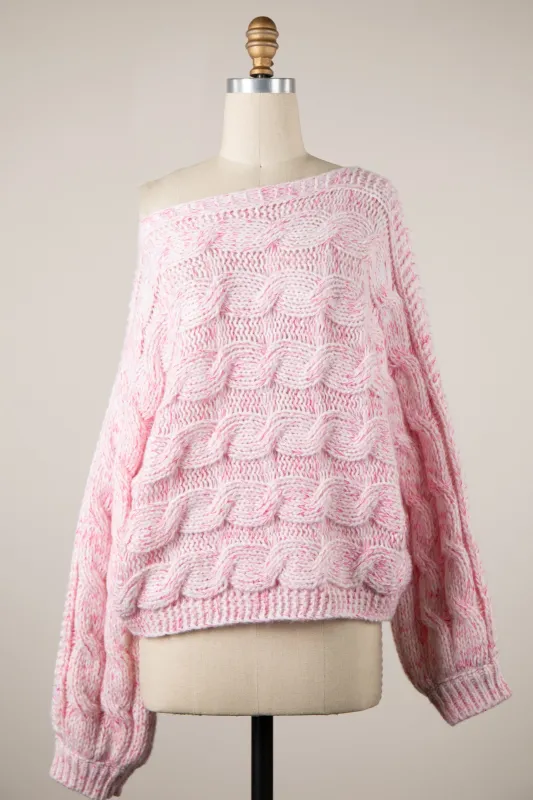 Willow Light Pink Oversized Cable Knit Sweater sold by Boho Pink