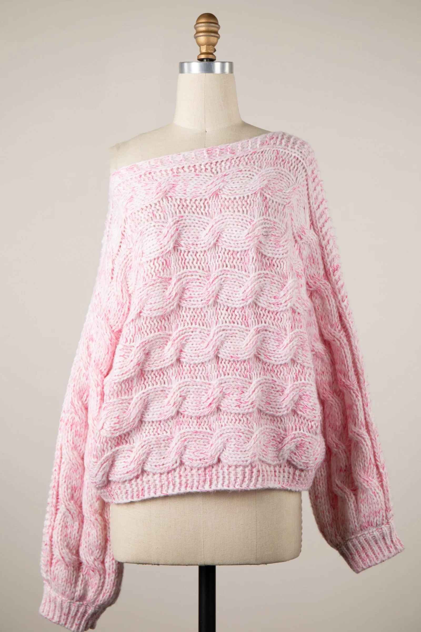 Willow Light Pink Oversized Cable Knit Sweater sold by Boho Pink