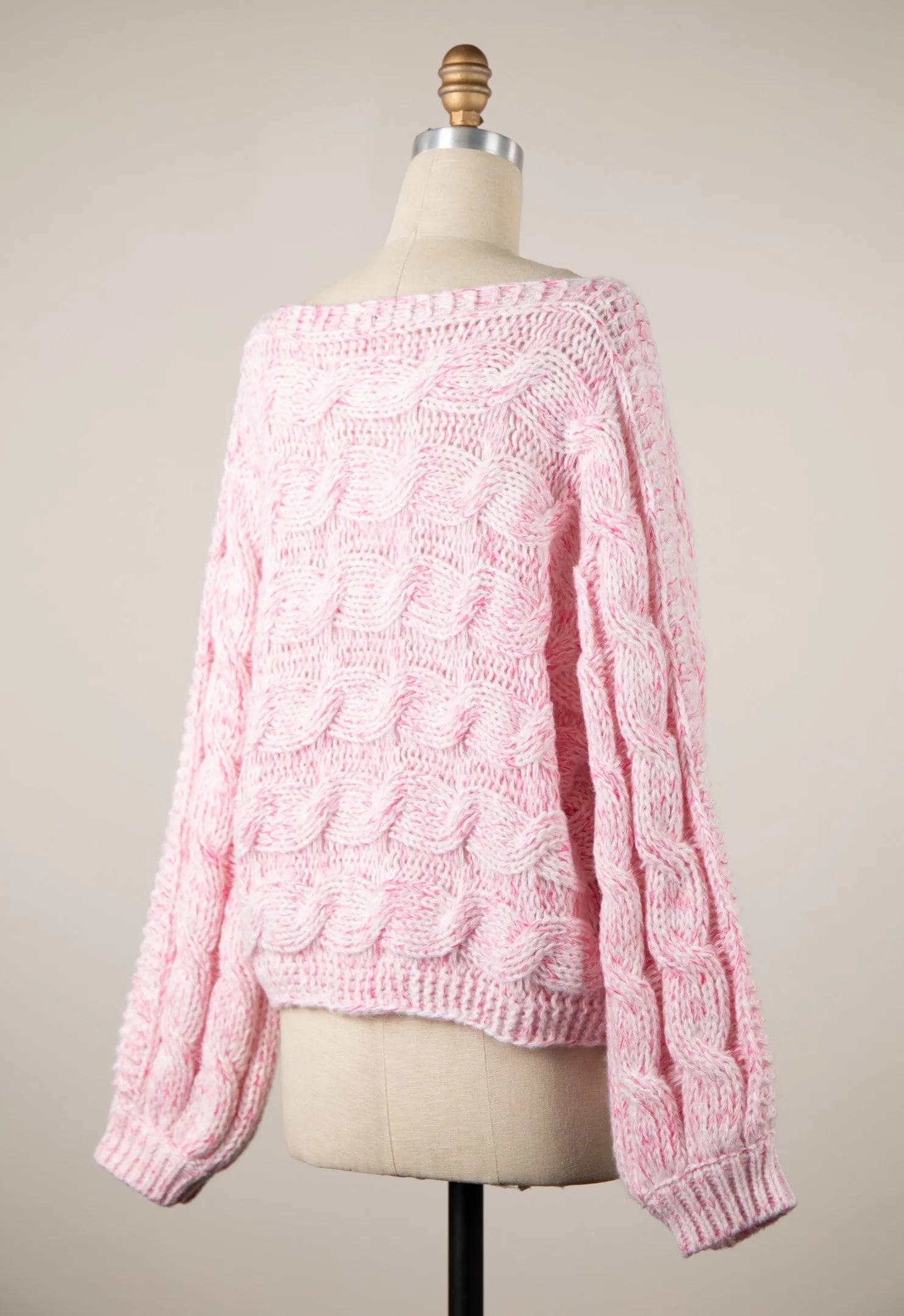 Willow Light Pink Oversized Cable Knit Sweater sold by Boho Pink product image thumbnail 3