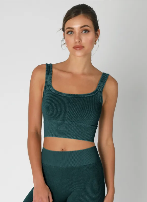 NIKIBIKI Vintage Emerald Teal Cropped Chevron Tank sold by Boho Pink