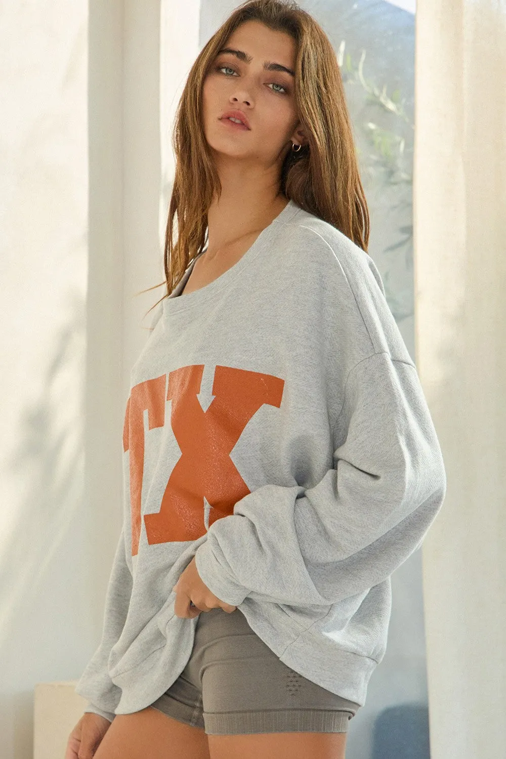 Texas Grey Crew Neck Sweatshirt sold by Boho Pink product image thumbnail 3