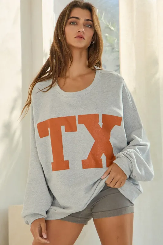 Texas Grey Crew Neck Sweatshirt sold by Boho Pink