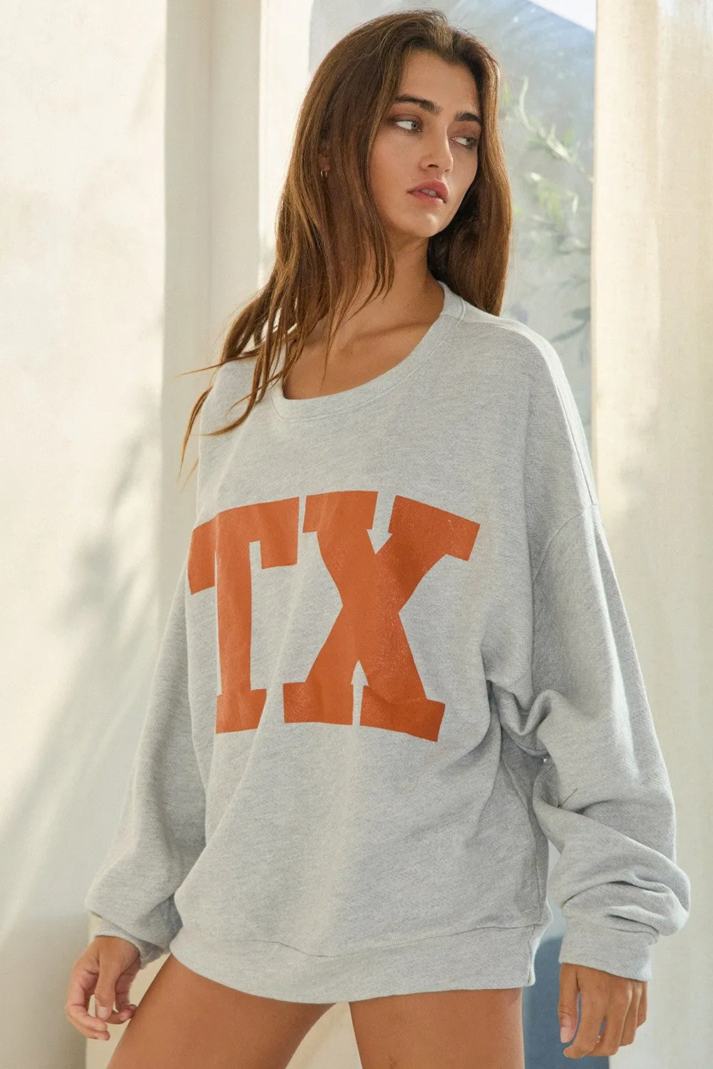 Texas Grey Crew Neck Sweatshirt sold by Boho Pink product image thumbnail 2