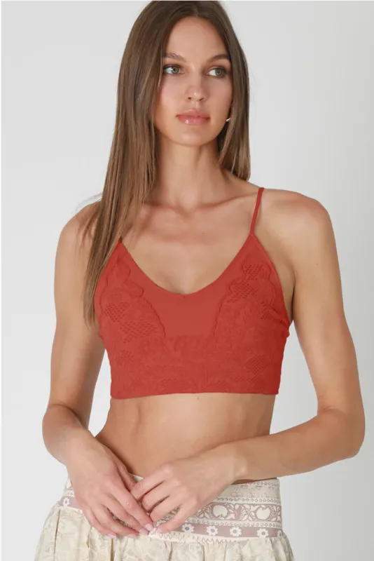 NIKIBIKI Rust Lace Embroidered Bralette sold by Boho Pink