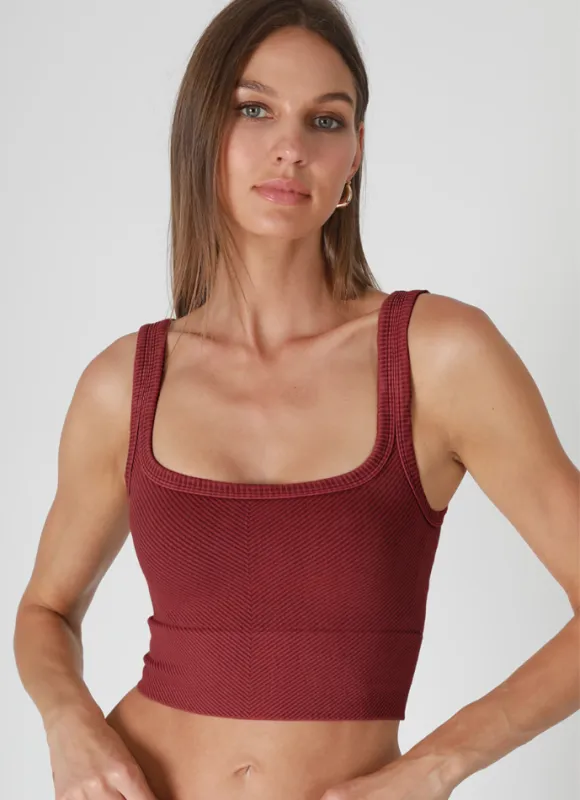 NIKIBIKI Vintage Wine Cropped Chevron Tank sold by Boho Pink