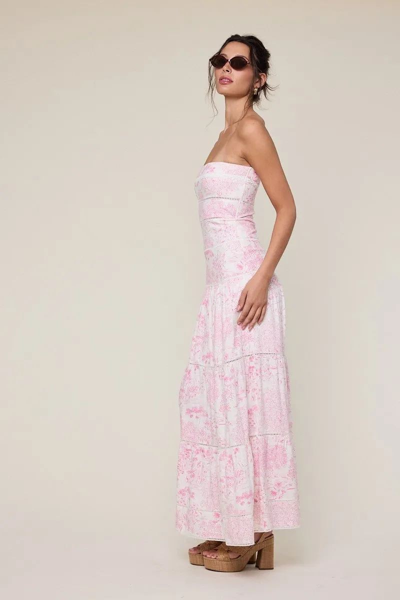 Amalfi White and Pink Floral Maxi Dress sold by Boho Pink product image thumbnail 3