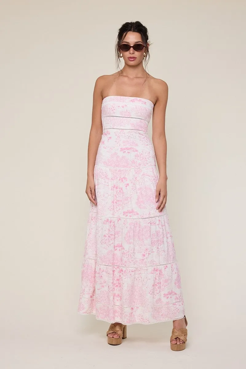 Amalfi White and Pink Floral Maxi Dress sold by Boho Pink product image thumbnail 2