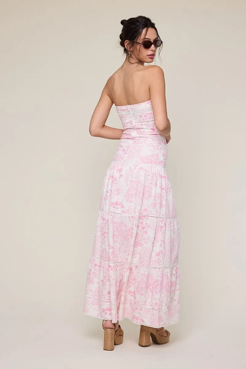 Amalfi White and Pink Floral Maxi Dress sold by Boho Pink product image thumbnail 4