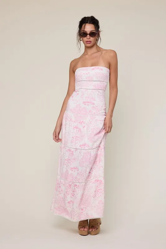 Amalfi White and Pink Floral Maxi Dress sold by Boho Pink