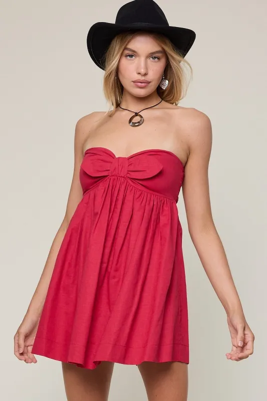 Mckenna Red Strapless Mini Dress sold by Boho Pink