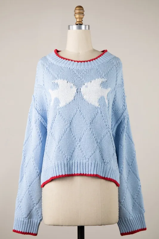 Fisherman Blue Oversized Knit Sweater made by Miracle