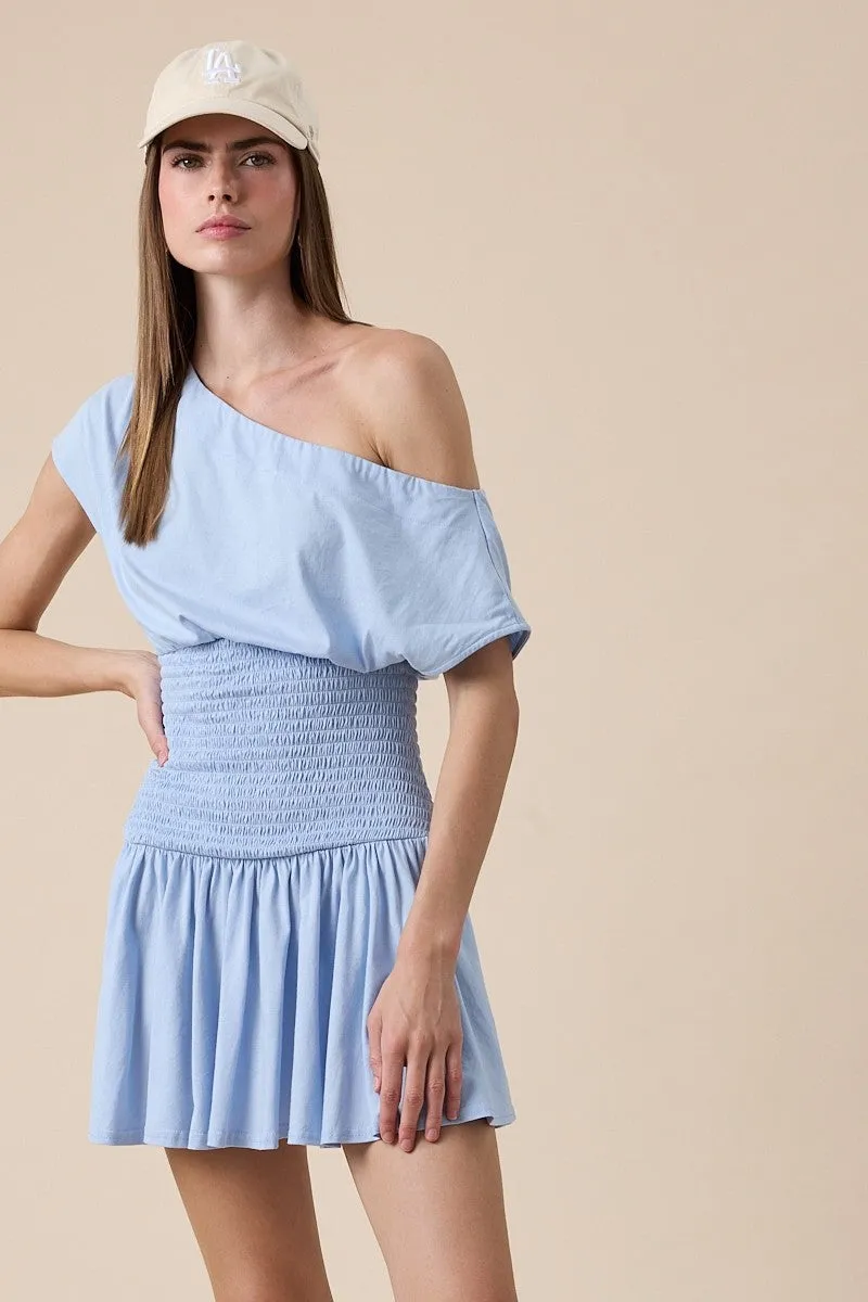 Roya Light Blue Drop Waist Mini sold by Boho Pink