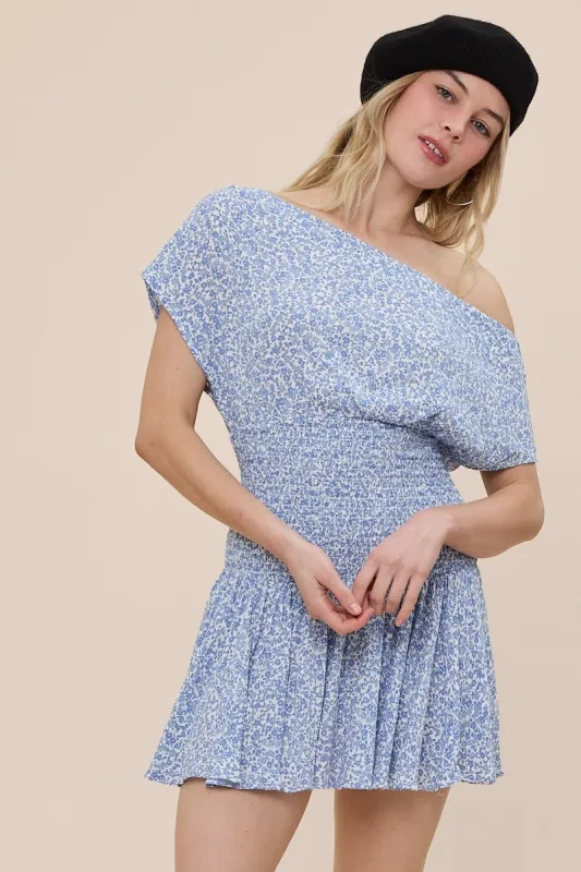 Roya Ditsy Blue Floral Drop Waist Mini made by Sky to Moon 